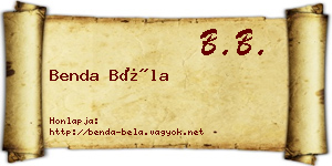 Benda Béla névjegykártya